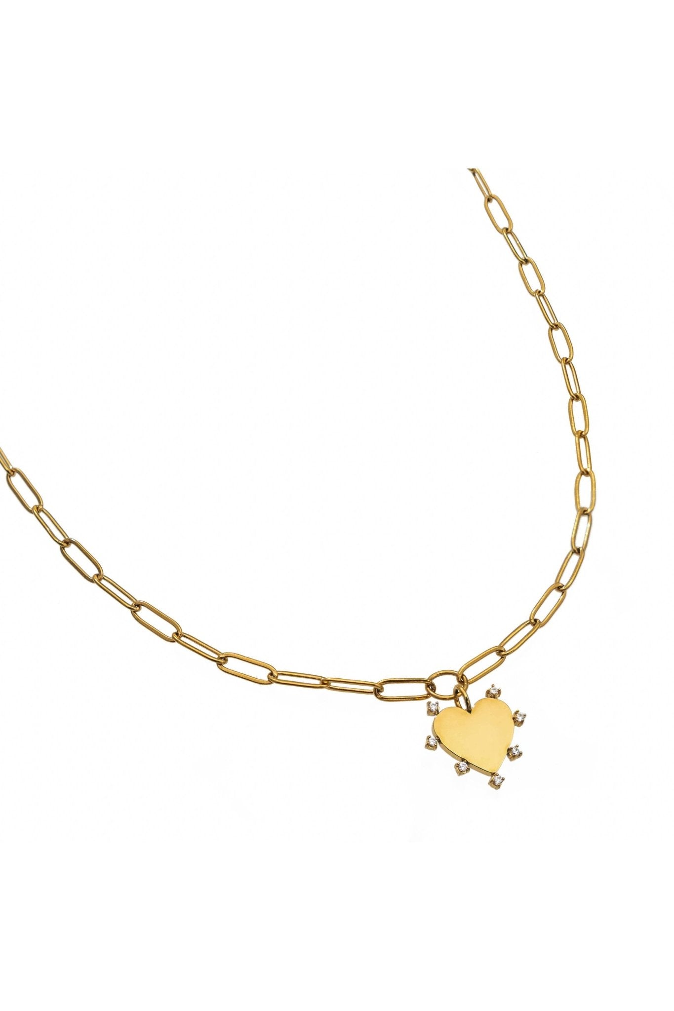 Waterproof Gold Paperclip Heart Necklace (Get it engraved!) - Keepsake