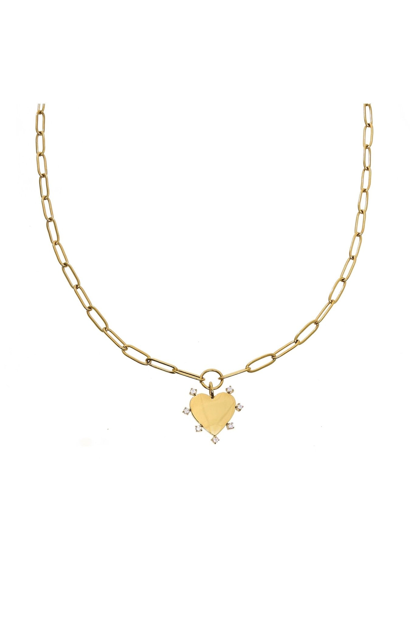 Waterproof Gold Paperclip Heart Necklace (Get it engraved!) - Keepsake