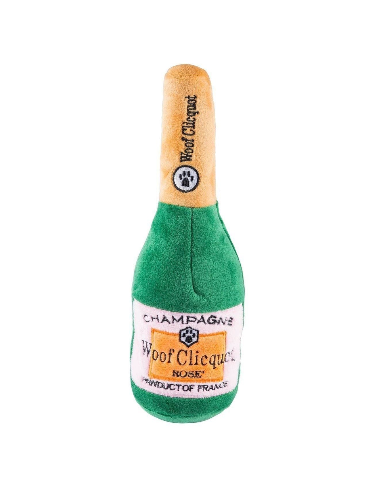 Woof Clicquot Rose' Champagne Bottle Squeaker Dog Toy: Small - Keepsake