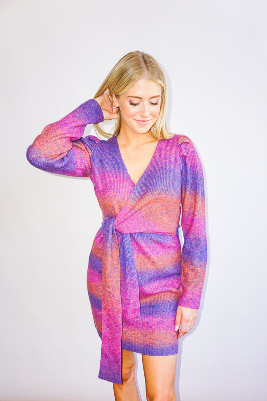 Maia Ombre Sweater Knit Wrap Dress